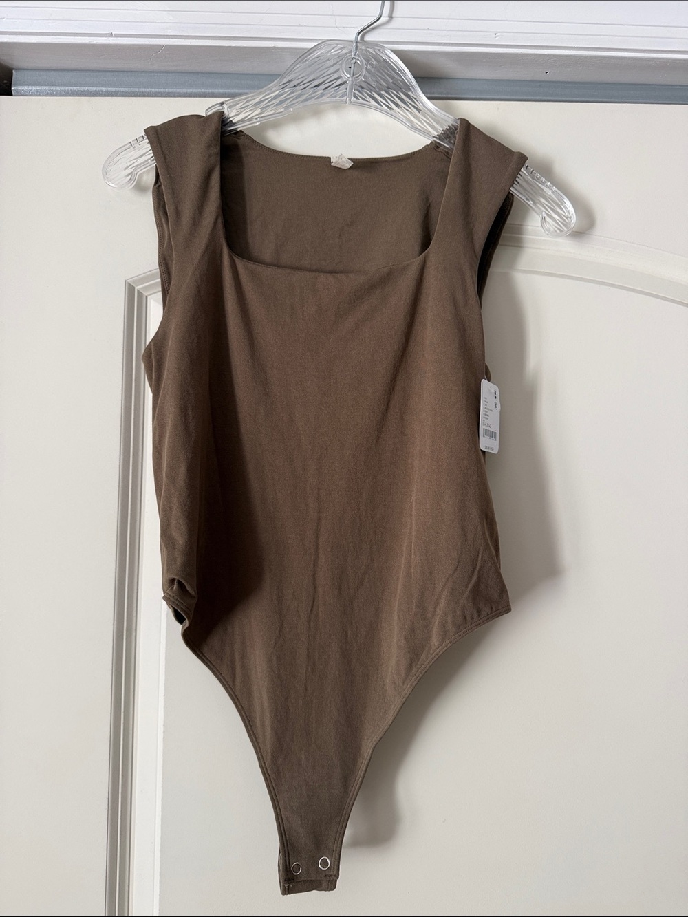 Free People Square Neck Brown Cotton Blend Bodysuit Size M/L
